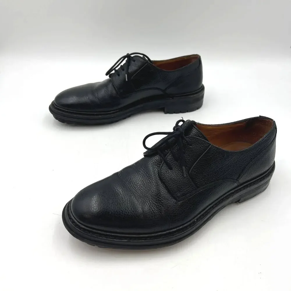 Lanvin Men's Grained Leather Lug Sole Derby Shoes Black